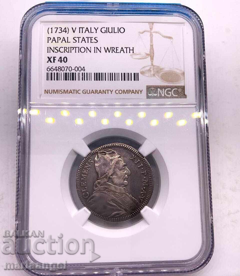 Scudo 1829 Vatican Sede Vacante NGC XF - extrem de frumos - 5 Scudo 1829 Vatican Sede Vacante NGC XF - extrem de frumos - 5