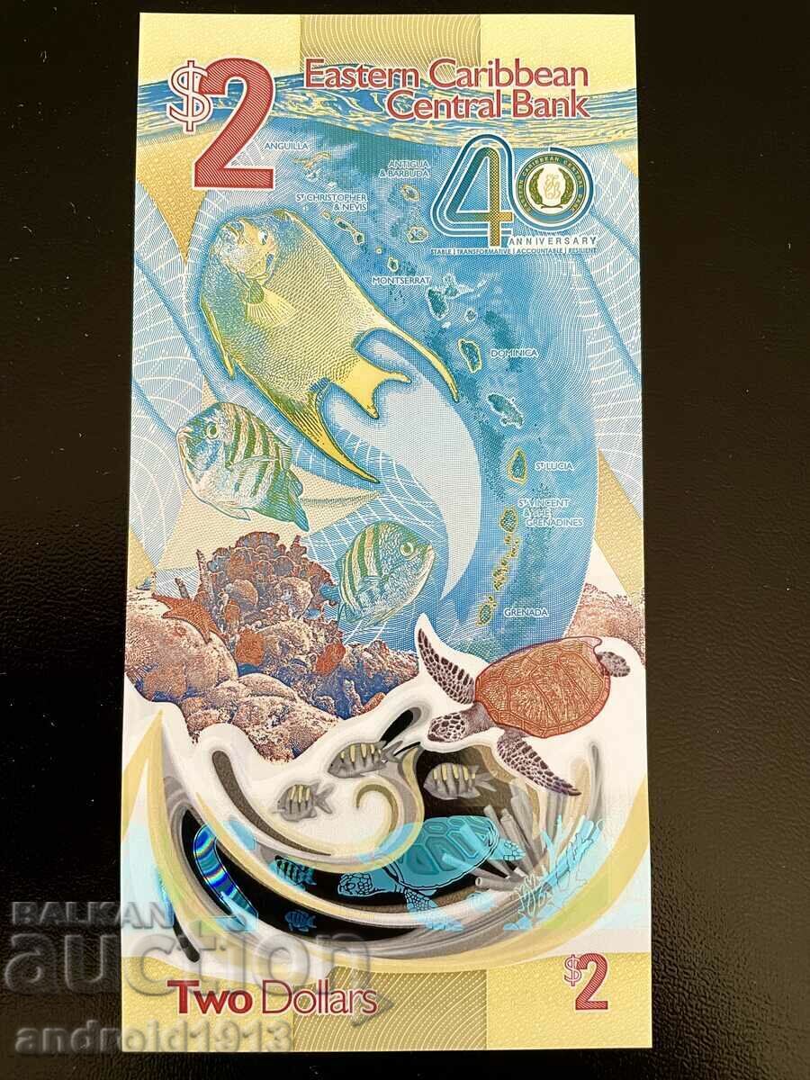 Licitație CARAIBE DE EST - 2 DOLARI 2023, P-W61, UNC, JUBILEE Licitație CARAIBE DE EST - 2 DOLARI 2023, P-W61, UNC, JUBILEE