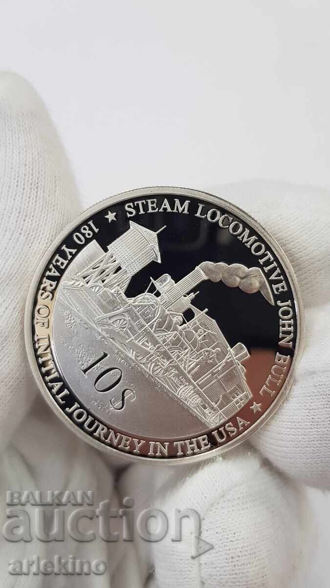 Auction  Rare Silver Coin 10 Dollars 2010 "FIJI" Railways