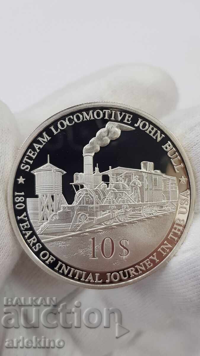 Rare Silver Coin 10 Dollars 2010 "FIJI" Railways