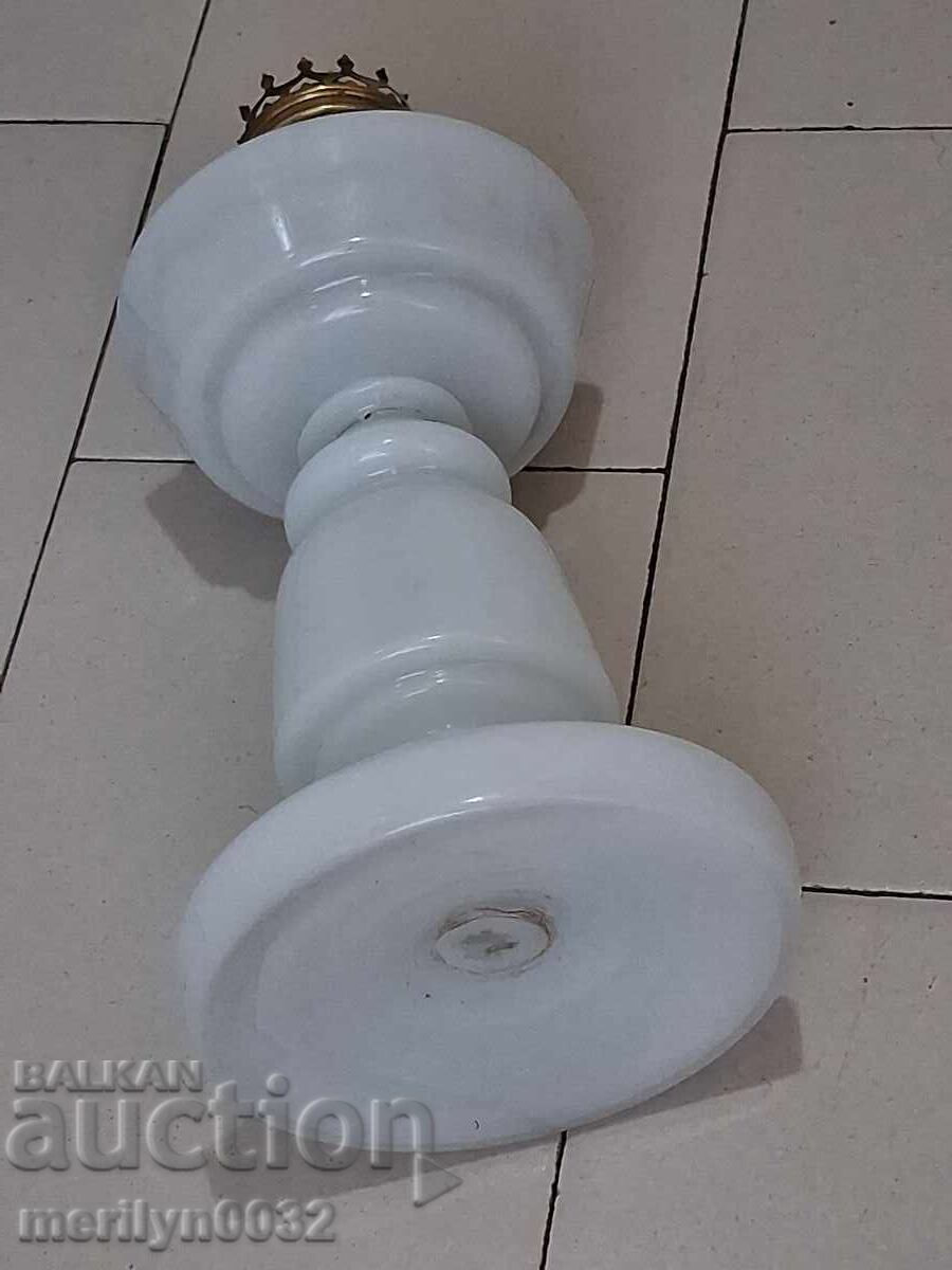 Lampă veche cu gaz, bază din sticlă albă, ORIGINALĂ - 7 Lampă veche cu gaz, bază din sticlă albă, ORIGINALĂ - 7