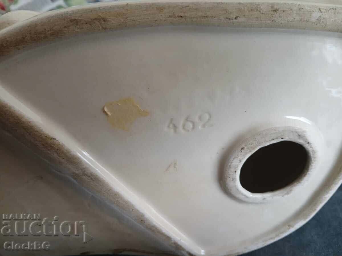 Ceas de șemineu vintage din ceramică în formă de câine – Germania de Vest - 5