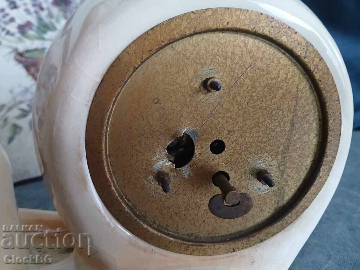 Ceas de șemineu vintage din ceramică în formă de câine – Germania de Vest - 6