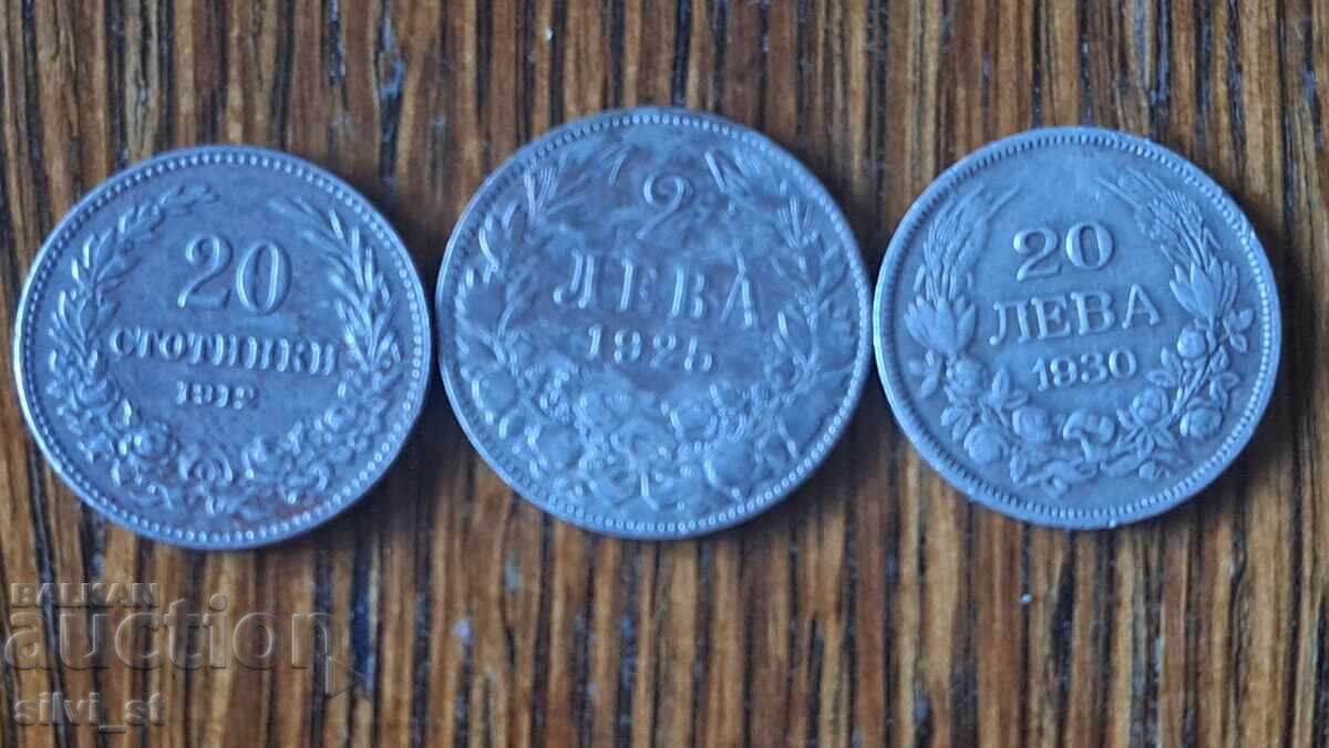 Licitație Monede - 20 leva 1930, 2 leva 1925, 20 stotinki 1912 Licitație Monede - 20 leva 1930, 2 leva 1925, 20 stotinki 1912