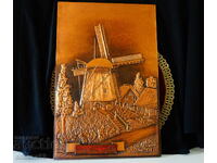 Copper panel, copper picture Windmill