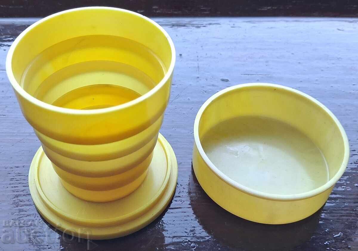 Vintage collapsible travel cup from the socialist era