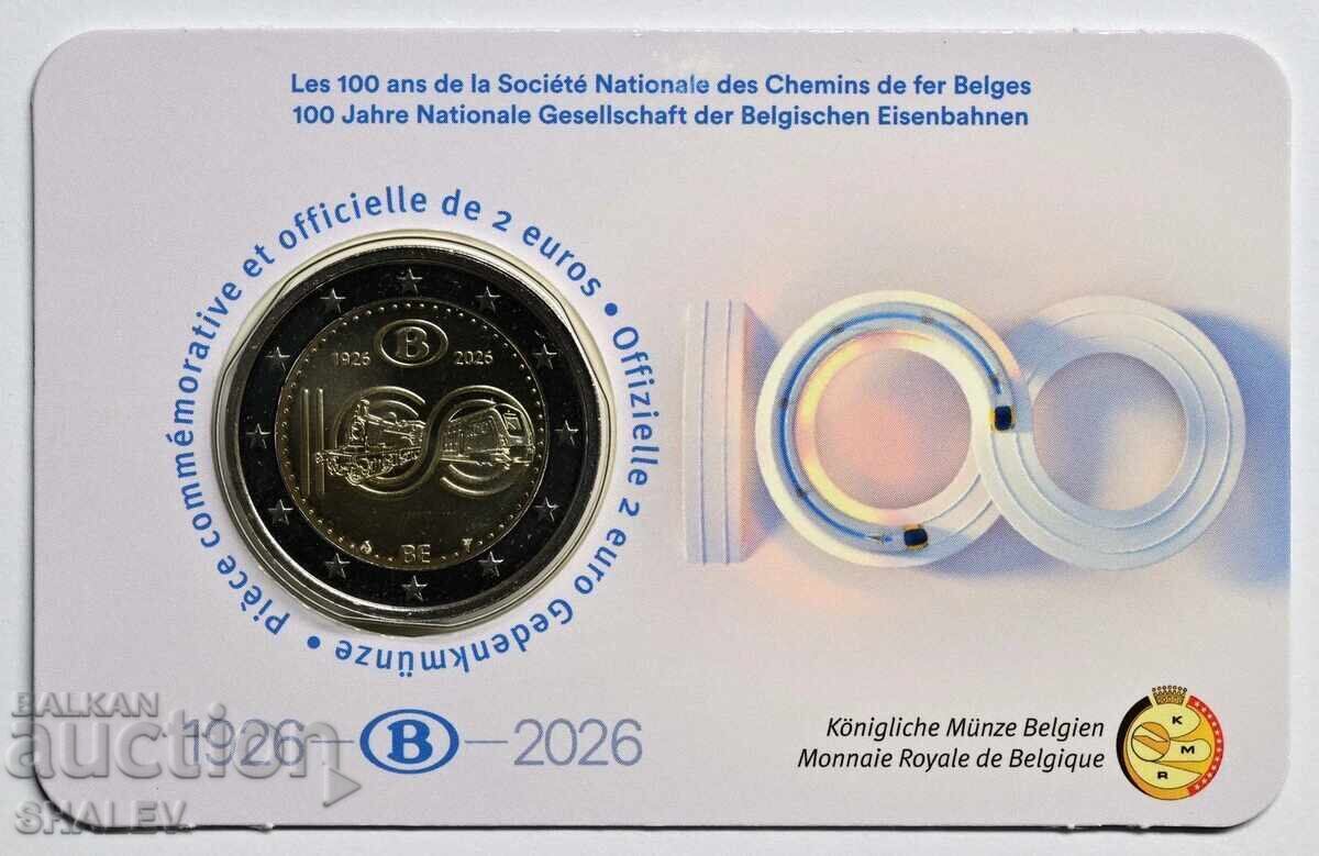 2 Euro 2026 Belgia "100 de ani de căi ferate"