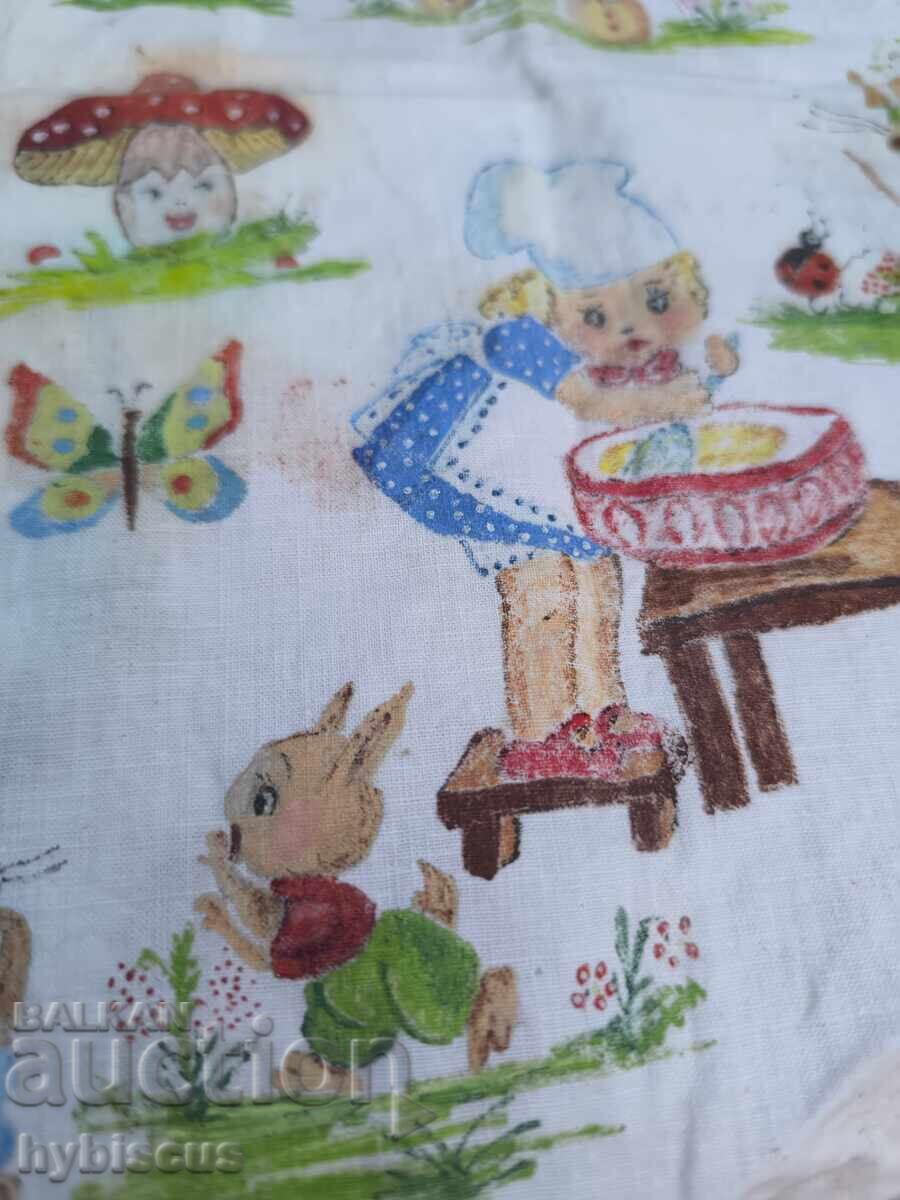 Bucată veche de pânză cu desene de 50 de ani cu preț € 5.00 | 9.78 BGN
