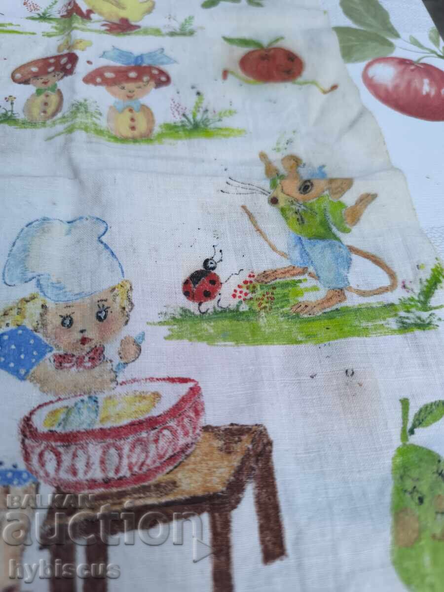 Livrarea Bucată veche de pânză cu desene de 50 de ani