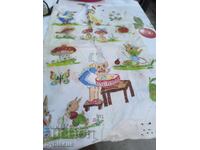 Old piece of fabric with drawings from 50 years ago
