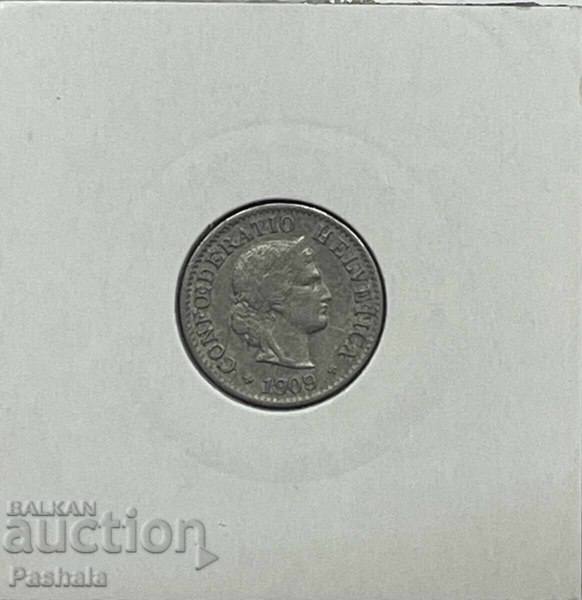 Elveția 5 rappen 1909 cu preț € 2.00 | 3.91 BGN Elveția 5 rappen 1909 cu preț € 2.00 | 3.91 BGN