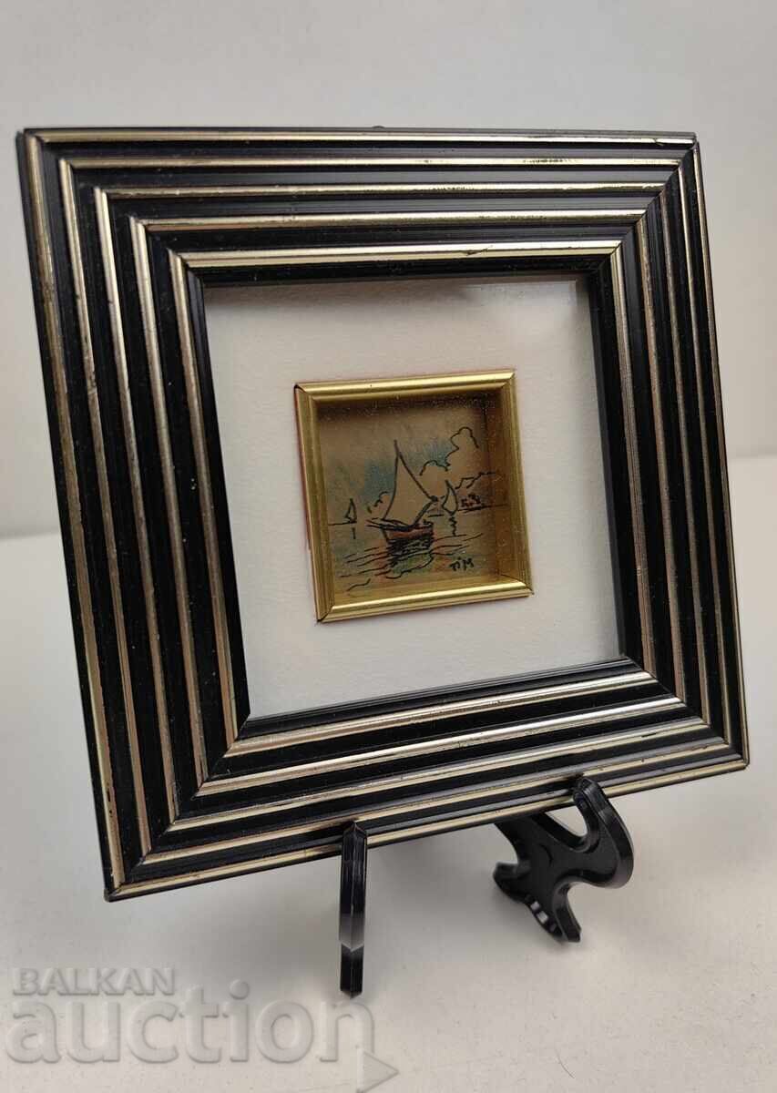 PAINTING SEA BOAT LANDSCAPE REPRODUCTION FRAME PAINTING SEA BOAT LANDSCAPE REPRODUCTION FRAME