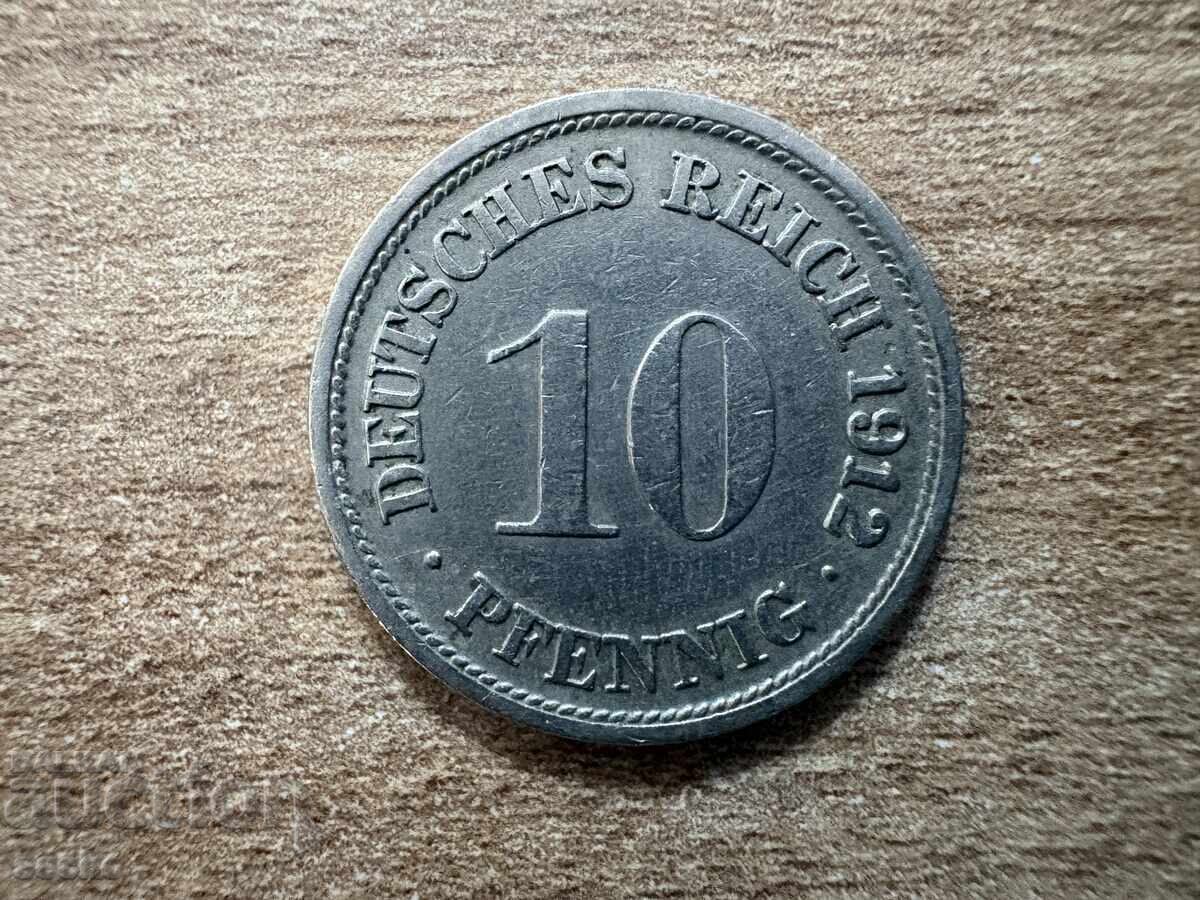 Germania - 10 pfennig (1912) - F