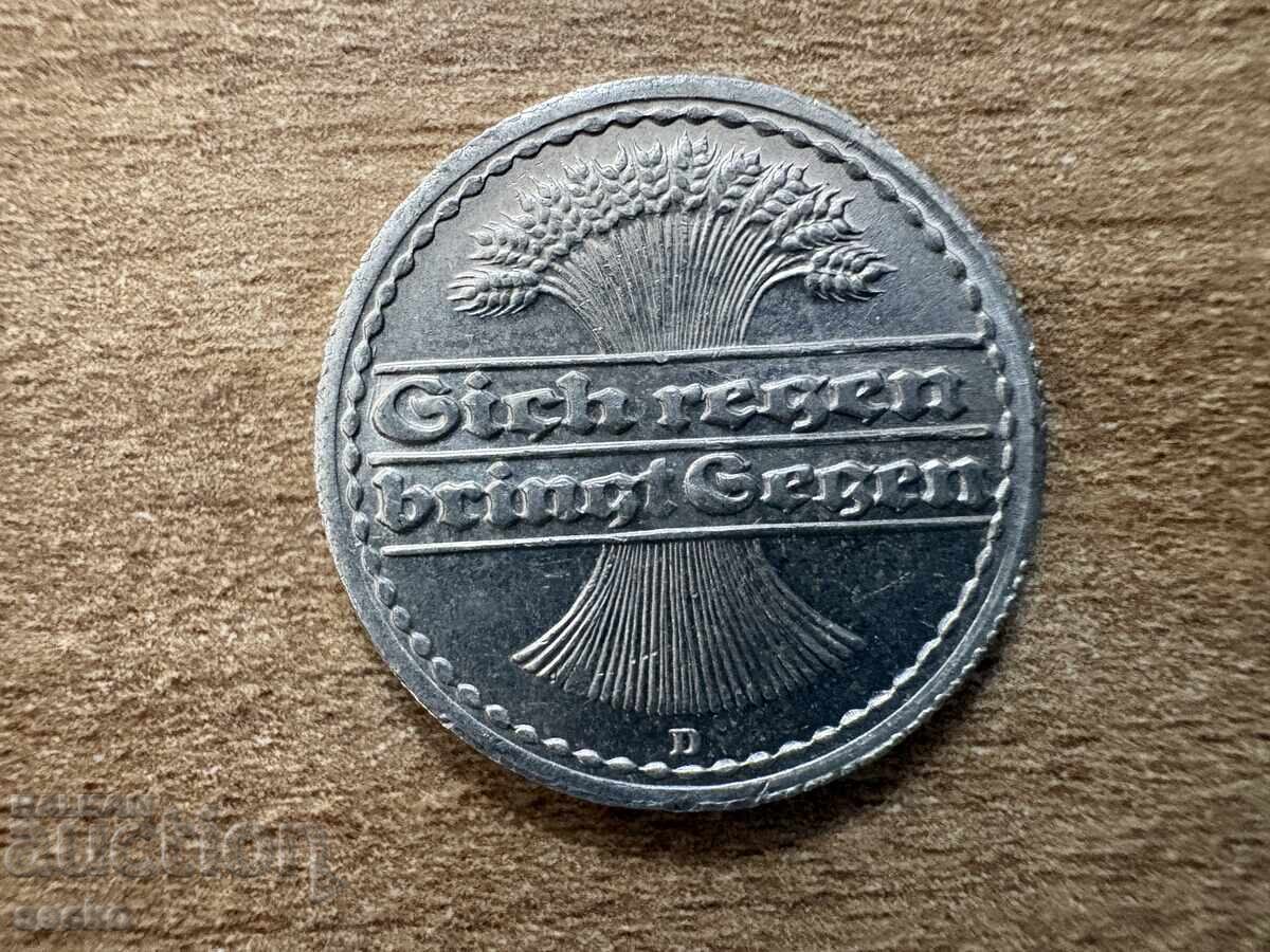 Germany - 50 Pfennig (1921) - D with price € 0.35 | 0.68 BGN