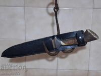 Hunting knife with a deer antler handle