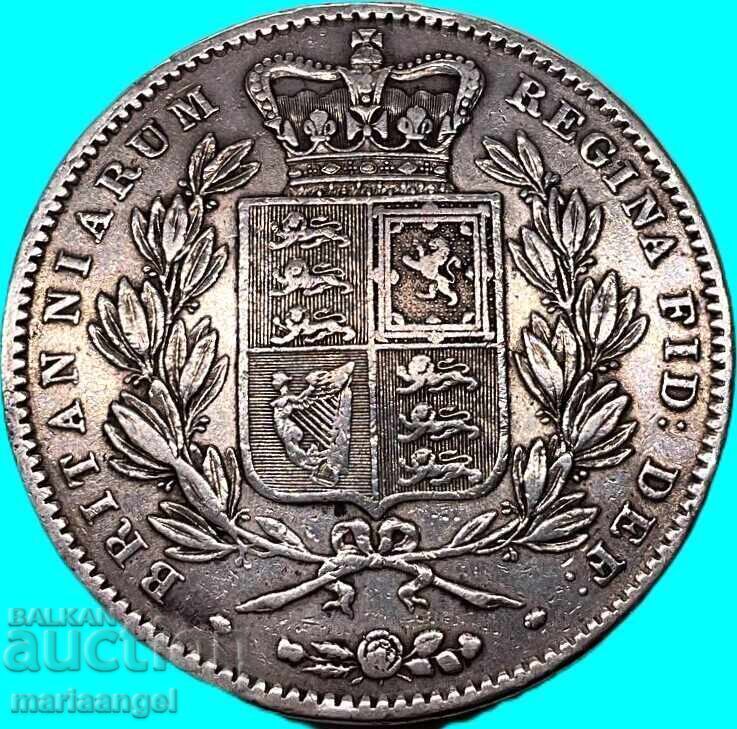 Marea Britanie 1 coroană 1847 Taler 28,13 g argint - rară - 7