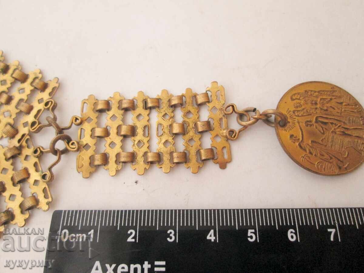 Vintage gold-plated jewelry cord necklace with a coin pendant for baptism - 5