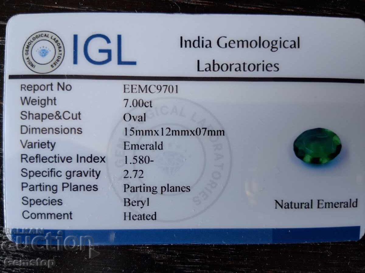 Fără preț de rezervă! Set de 7.00 ct. smarald natural oval, certificat IGL, de la 1 RON! - 6