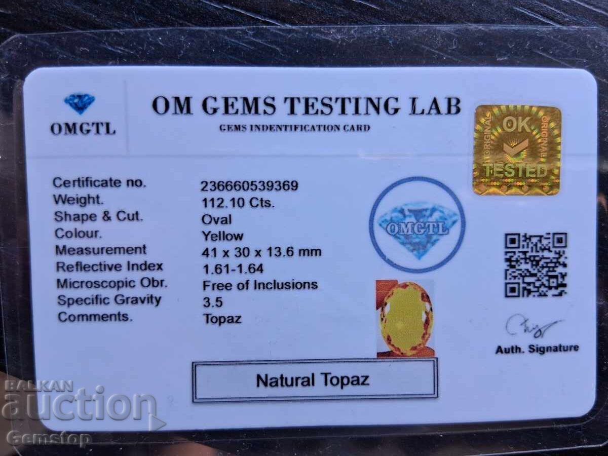 NO RESERVE! 112.12ct Natural Imperial Topaz OMGTL cert from 1c! - 7