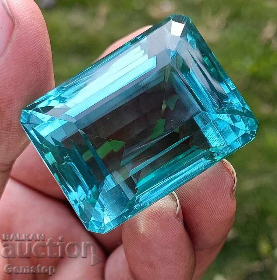Licitatie! 116.20 ct. acvamarin natural, taietura smarald, certificat OMGTL, de la 1 leu! cu preț € 0.11 | 0.22 BGN