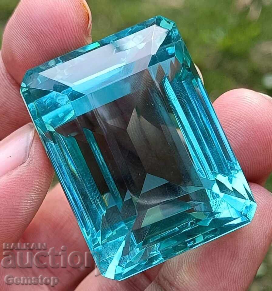 Licitație Licitatie! 116.20 ct. acvamarin natural, taietura smarald, certificat OMGTL, de la 1 leu!