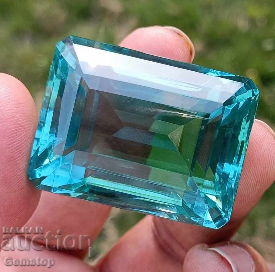 Livrarea Licitatie! 116.20 ct. acvamarin natural, taietura smarald, certificat OMGTL, de la 1 leu!