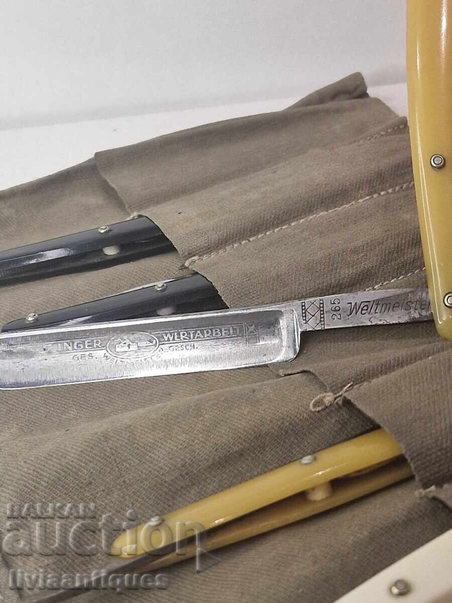 Colecție de briciuri Solingen. 6 bucăți în husă din material textil cu preț € 190.00 | 371.61 BGN Colecție de briciuri Solingen. 6 bucăți în husă din material textil cu preț € 190.00 | 371.61 BGN