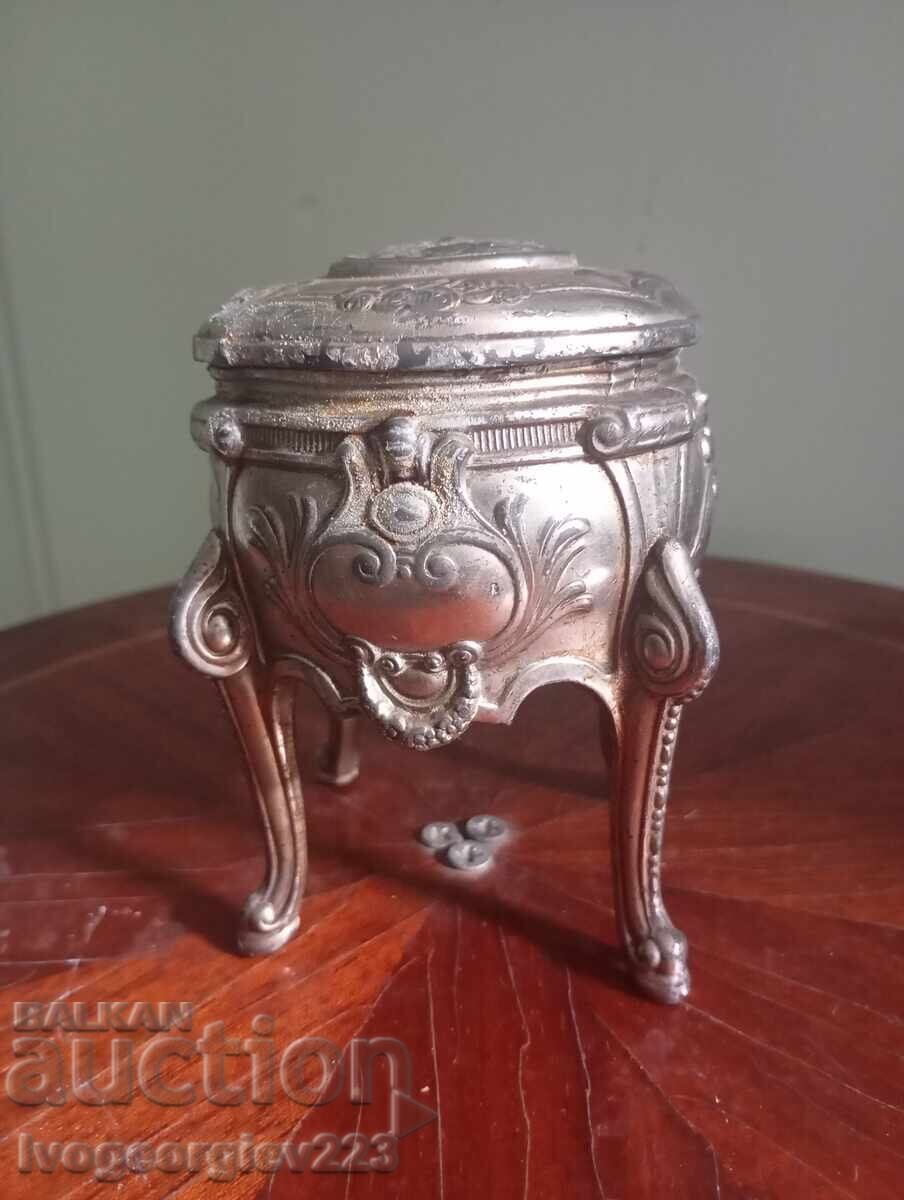 Antique French silver-plated jewelry box