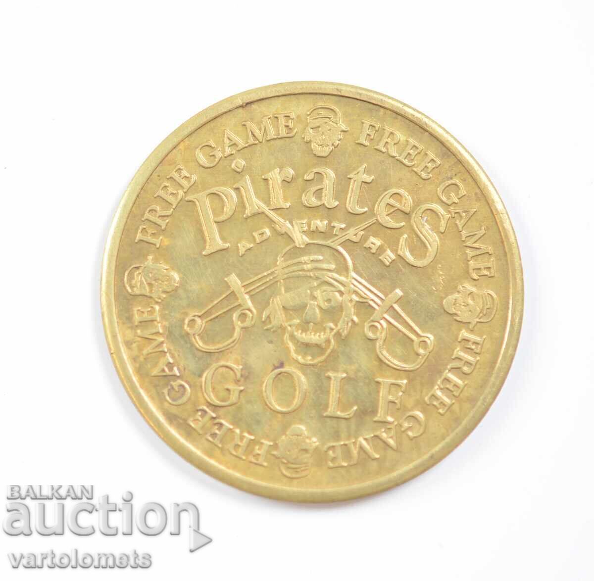 Jeton din alamă pentru joc gratuit - Pirates Adventure GOLF