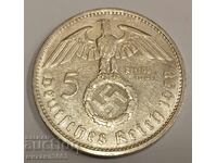 СРЕБЪРНА МОНЕТА ГЕРМАНИЯ 5 МАРКИ 1938 ГОДИНА