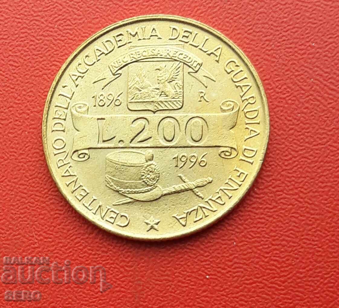 Италия-200 лири 1996-100 год.полицейска академия