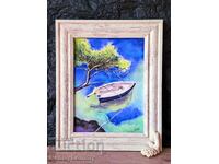 To the shore, pastel painting, original