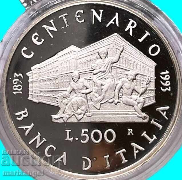 500 lire 1993 Italia Banca Centrală Jubileu 100 de ani PROOF cu preț € 45.00 | 88.01 BGN