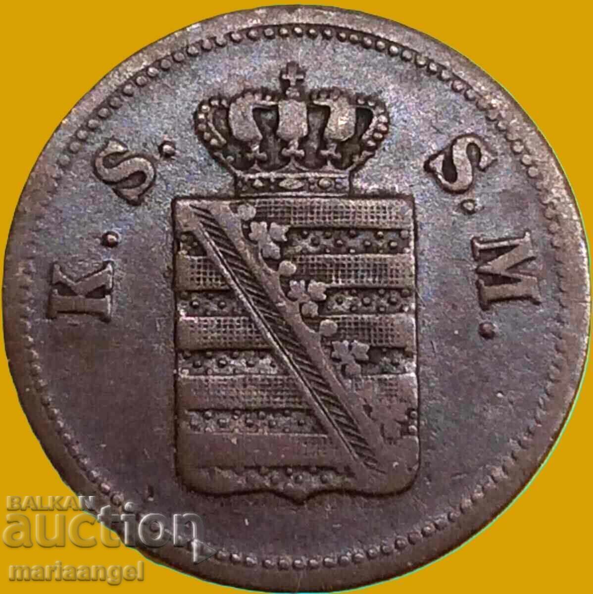 2 Pfennig 1859 Saxonia Germania Dresda Johann - 5 2 Pfennig 1859 Saxonia Germania Dresda Johann - 5