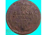 1 grano 12 cavalli 1792 Ιταλία Νάπολη μεγάλο χάλκινο
