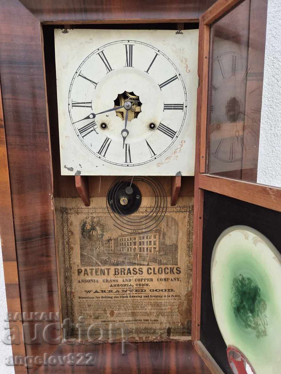 Auction  American wall clock ANSONIA BRASS