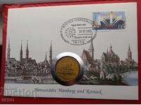 Germany-GDR-5 marks 1988-Rostock and Hamburg and mint mark in original envelope