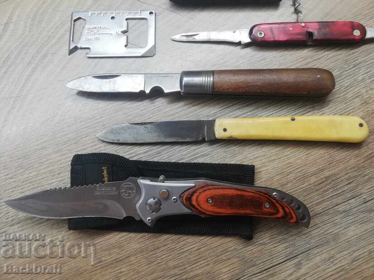 Lot de cuțite de buzunar pliabile vechi, cuțit, lamă, briceaguri - 5 Lot de cuțite de buzunar pliabile vechi, cuțit, lamă, briceaguri - 5