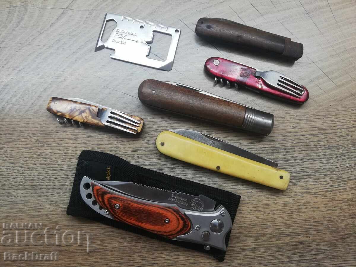 Lot de cuțite de buzunar pliabile vechi, cuțit, lamă, briceaguri - 7 Lot de cuțite de buzunar pliabile vechi, cuțit, lamă, briceaguri - 7