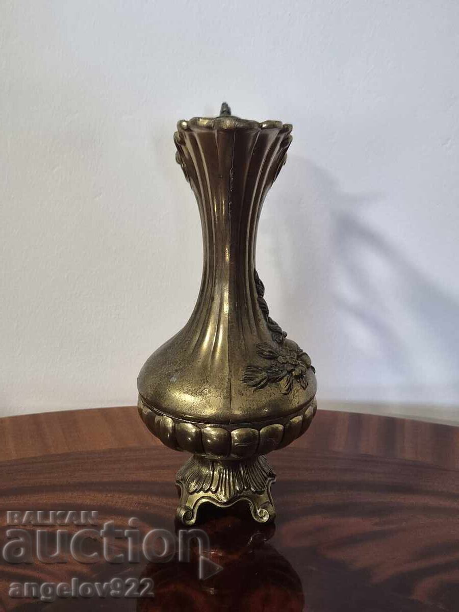 Auction  Vintage metal pitcher with embossed floral motifs!!!