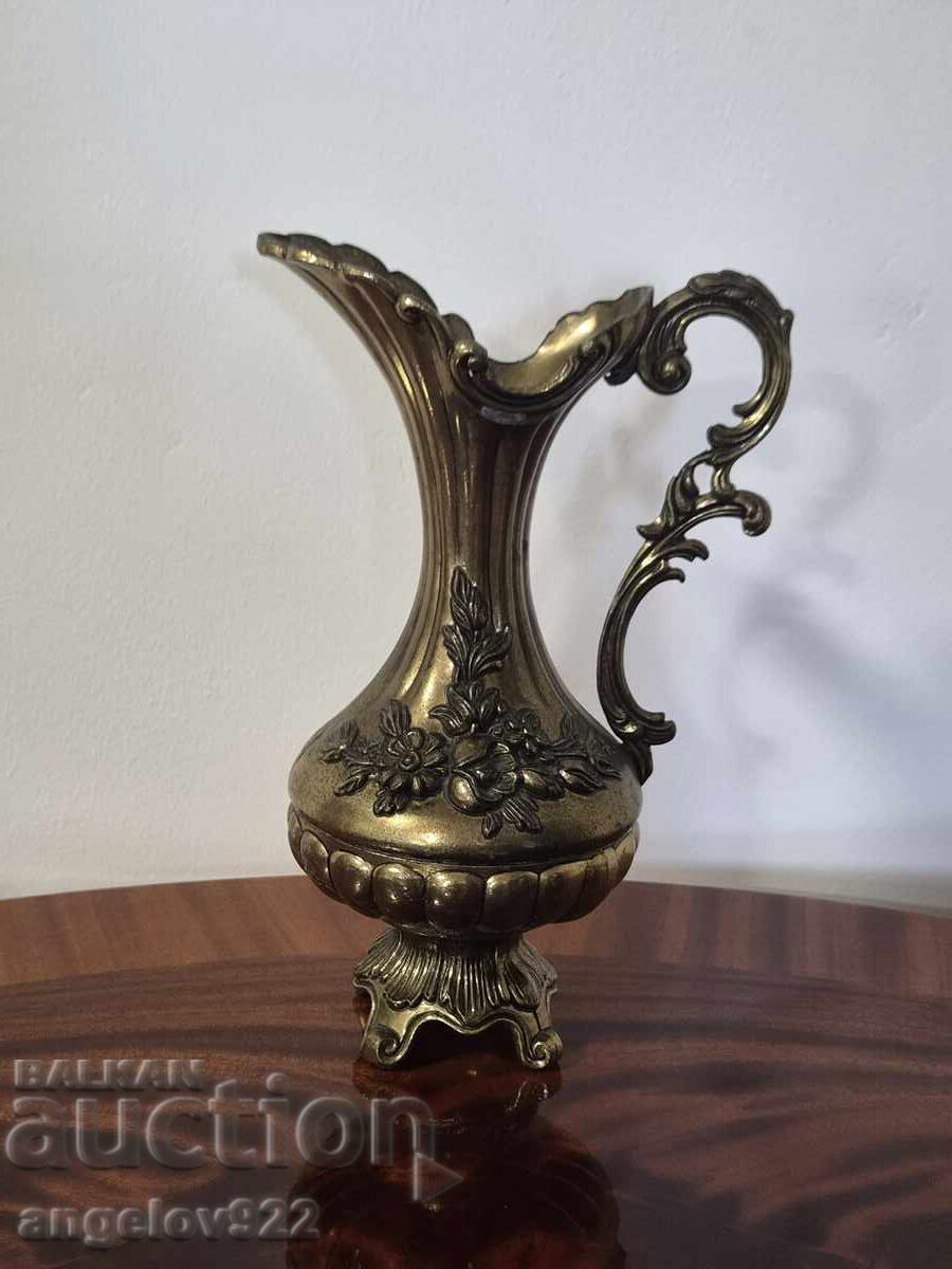 Vintage metal pitcher with embossed floral motifs!!!