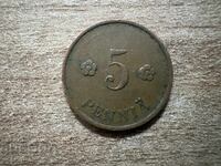 Finlanda - 5 penniä (1929)