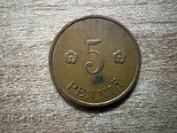 Finlanda - 5 penniä (1930)
