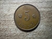 Finlanda - 5 penniä (1936)