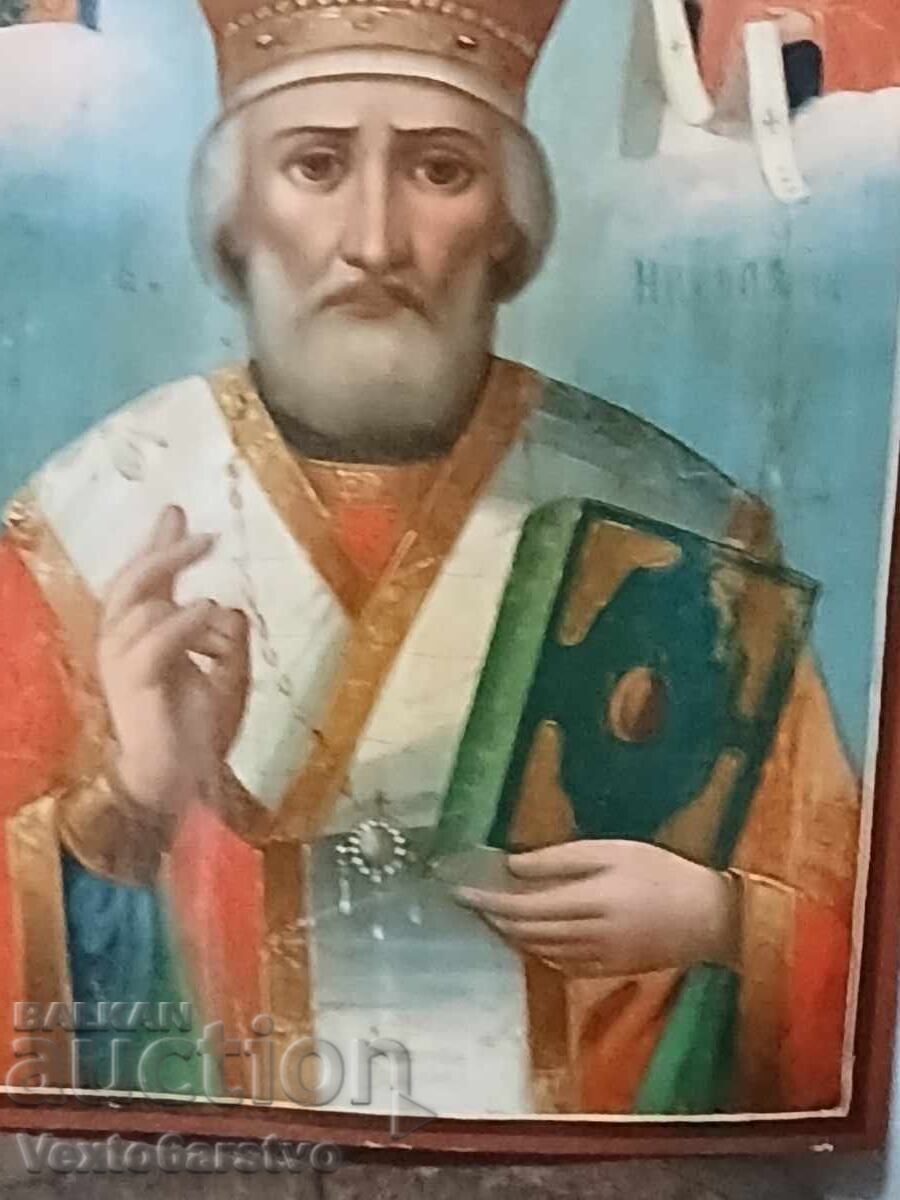 ИКОНА-ПРАВОСЛАВНА ИКОНА-СВ.НИКОЛАЙ ЧУДОТВОРЕЦ-19ти в. - 5