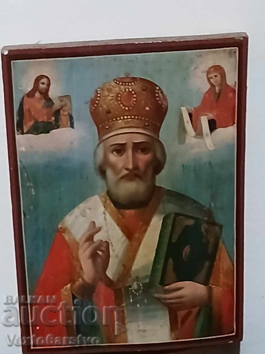ИКОНА-ПРАВОСЛАВНА ИКОНА-СВ.НИКОЛАЙ ЧУДОТВОРЕЦ-19ти в.