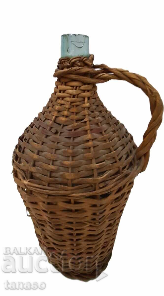 Damigeană veche 1940–1950 sticlă și ratan 5 litri - 7