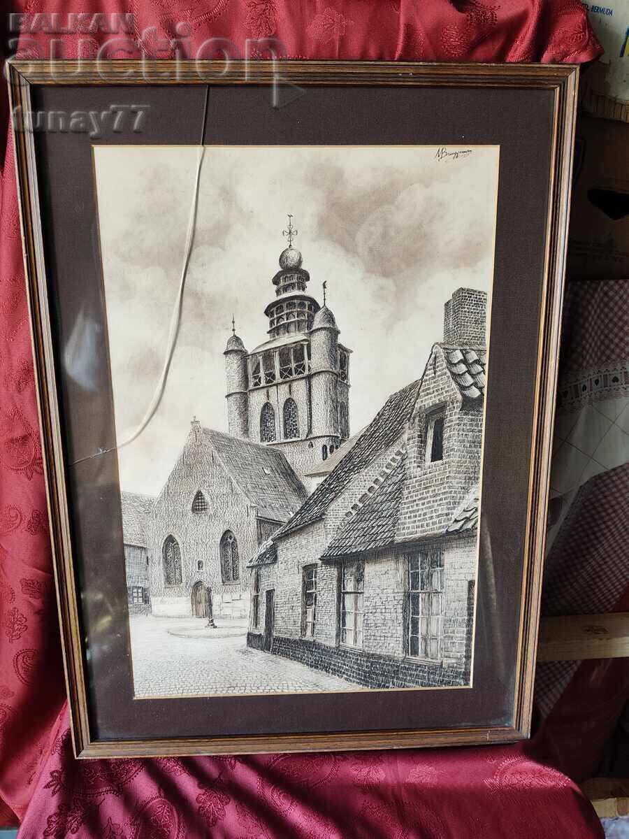 TABLOU MARE Biserica din Ierusalim (Jeruzalemkerk) Grafică