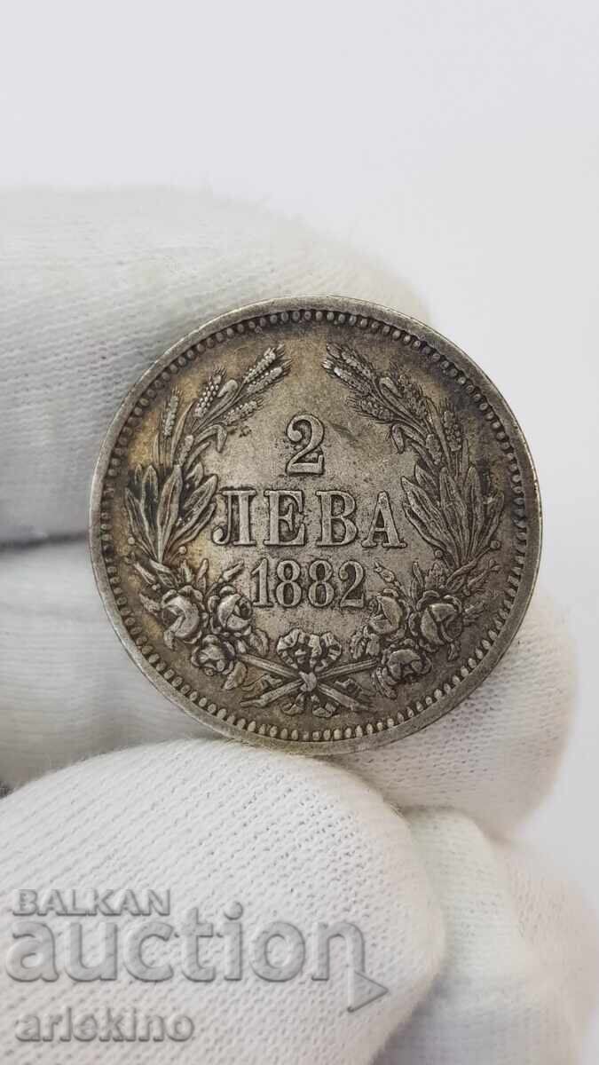 Непочиствана сребърна монета 2 лева 1882 - Александър I - 5 Непочиствана сребърна монета 2 лева 1882 - Александър I - 5