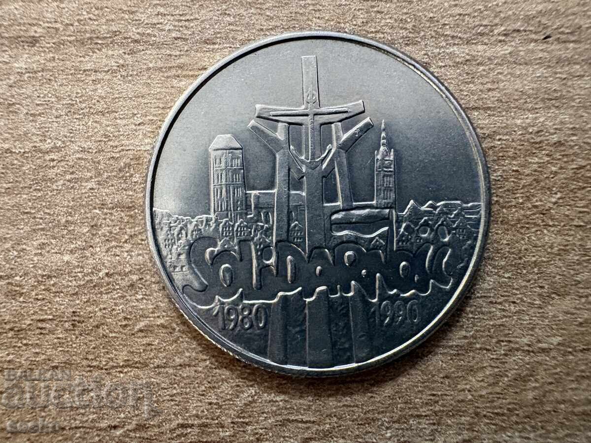 Полша - 10000 злоти (1990) - 10 г. профсъюз Солидарност с цена € 1.00 | 1.96 лв.